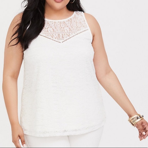 plus size white lace tank top